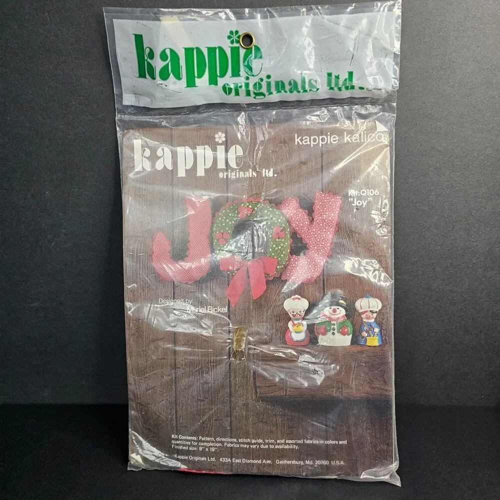 Vtg Kappie Kalico Originals Christmas Joy Sewing Kit Wall Hanging Open Package C